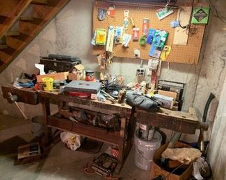 Antique Double vise Workbench