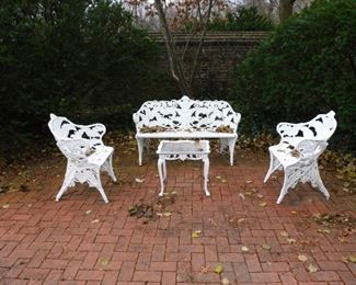 Antique Cast Iron "FERN" pattern Bench, Chairs