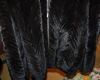 Pattern on Black Fur Jacket 
