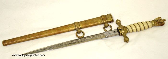 Lot 8: WWII German Navel Officer dress dagger Kriegsmarine EF Horster with lightening bolt scabbard