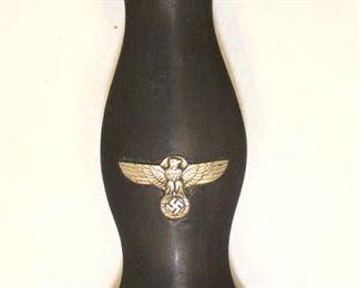 Lot 17: WWII German SS 1936 presentation dagger with leather cover scabbard makers mark P.D. Luneschloss, Solingen, damascus blade – right markings – extremely rare – authenticity unverified – looks good – must inspect
