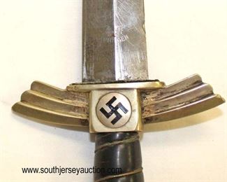 Lot 23: Model 1937 NSFK made by SMF Solingen dagger with scabbard with DLV stamping with riveted hanger