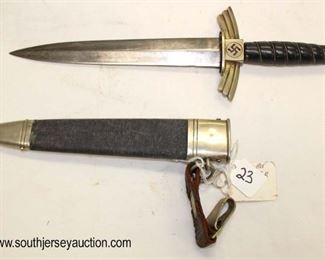 Lot 23: Model 1937 NSFK made by SMF Solingen dagger with scabbard with DLV stamping with riveted hanger