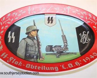 Lot 39: SS Flak-Abteilung marked Rosenthal 1938 hand painted platter LAH