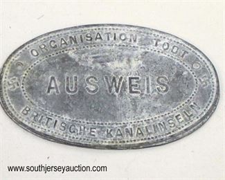 Lot 51: 5RM Organisation Todt Britische Kanalinseln, Ausweis Organisation Todt Britische Kanalinseln, Ausweis Organisation Todt Britische Kanalinsel (lot of 3 identification tags)
