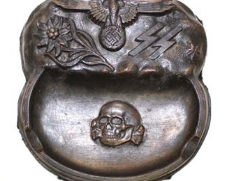 Lot 61: German ashtray in bronze finish marked SS Mountain Troop