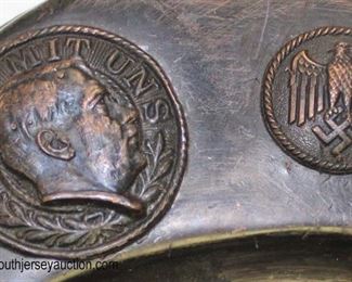 Lot 62: German ashtray in bronze finish Adolph Hitler and Army eagle marked