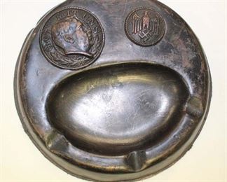 Lot 62: German ashtray in bronze finish Adolph Hitler and Army eagle marked