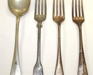 Lot 70: 3 forks and spoon marked Waffen SS (lot of 4)