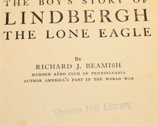 Lot 77: The Boys Story of Lindbergh the Lone Eagle by Richard J. Beamish first edition hard copy library book with some repair