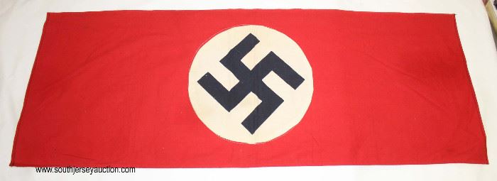 Lot 80: WWII German 37"x14" double sided long flag