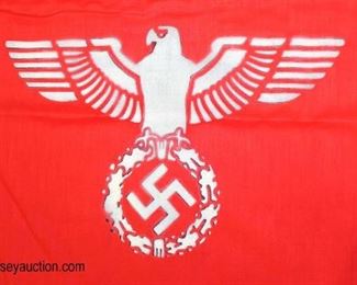 Lot 100: WWII German 88" x 18" wall banner one sided fringe on end