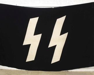 Lot 107: WWII German 6' 3" x 10' 2" gate flag possibly made at Dachacau concentration camp with photocopy of providence letter by PFC Harold R. Mohler ASN 33873661