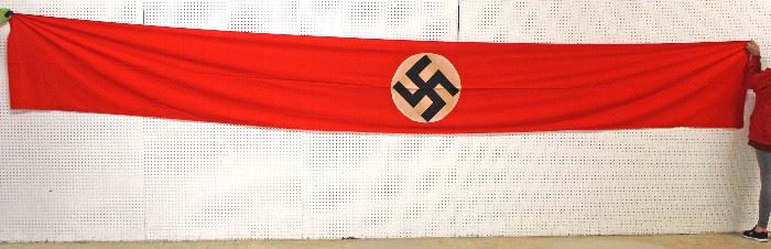 Lot 108: NSDAP Window Banner Building Flag approximately 29”x228”