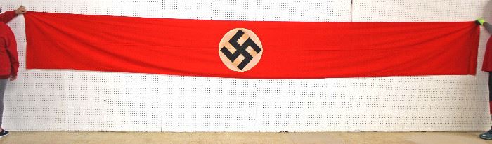 Lot 108: NSDAP Window Banner Building Flag approximately 29”x228”