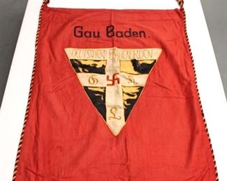 Lot 110: Gau Baden Deutscher Frau Enorden German Woman’s Patriotic Organization Banner approximately 23”x34”
