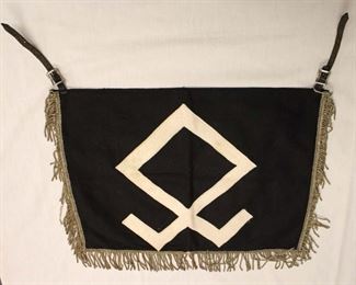 Lot 120: German Double Sided SS/Division Mark Trumpet Banner 3 Sided Fringe approximately 20”x14”