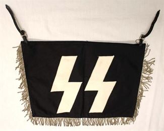 Lot 120: German Double Sided SS/Division Mark Trumpet Banner 3 Sided Fringe approximately 20”x14”