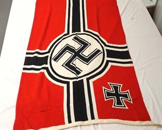 Lot 122: German Reichskriegsflag Military Army Battle Flag approximately 38”x65”