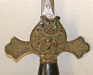 Lot 128: Knights of Columbus Society Sword with Scabbard made by Lynch