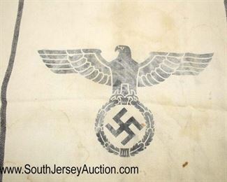 Lot 133: German Naval Duffle Bag, Mar. Verpflegungsamt Wilhelmshaven 1942, light staining approximately 27”x41”