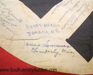Lot 136: WWII NSDAP Wall Banner signed by American POW’s approximately 48”x30”