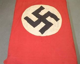 Lot 136: WWII NSDAP Wall Banner signed by American POW’s approximately 48”x30”