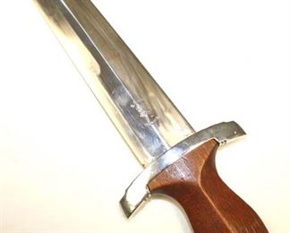 Lot 146: WWII German SA Dagger with repainted Scabbard Made by E. Pack and Son Marked NRH on Hand Guard