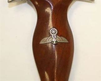 Lot 147: WWII German SA Dagger with repainted Scabbard Made by Justinuswerk Marked BO on Hand Guard