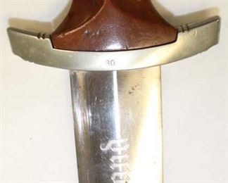 Lot 147: WWII German SA Dagger with repainted Scabbard Made by Justinuswerk Marked BO on Hand Guard