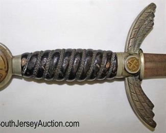 Lot 151: WWII German Officer's Sword in original found condition with original scabbard