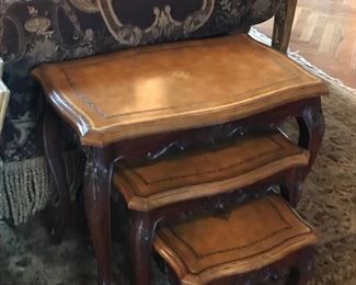 Leather top nesting tables