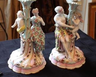 Pair Meissen candle holders