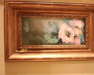 Hand painted Limoges floral plaque