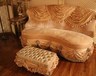 Fabulous upholstered boudoir sofa & footstool 