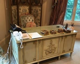 Hand painted ladies writing desk and chair