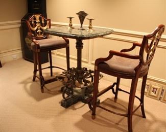 Maitland Smith marble top tables & bar stools
