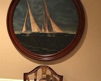 Pair Maitland Smith ship paintings on panel