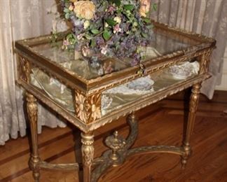 Vintage gilt wood vitrine table