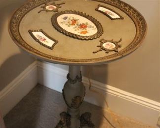 Decorative side table with inset plaques & bronze ormolu 