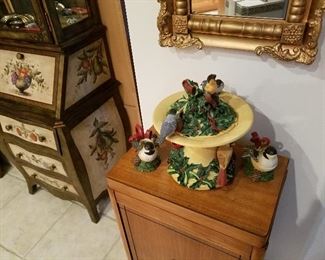 Winter Greetings Bird Bath Fountain & Chickadee Creamer by LENOX