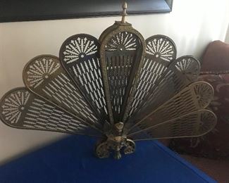 "Peacock" fireplace screen (brass)
