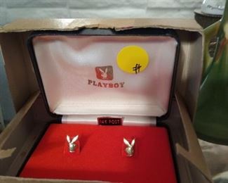 Vintage Playboy Bunny earrings with 14k gold posts