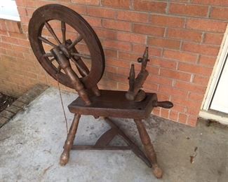 Antique flax spinning wheel