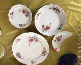 Eugenie Rose by Harmony House:  1 plate, 3 soup bowls, 3 saucers.