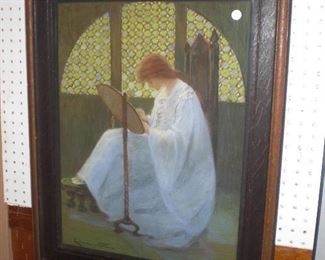 SIGNED PASTEL IN ARTS AND CRAFTS FRAME