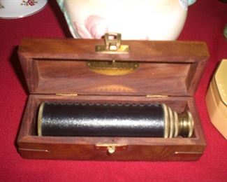 brass telescope with rosewood case