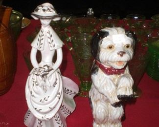 Niemann Marcus glazed pottery figure, glazed redware dog