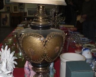 mid century lamp with enamel 