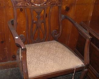 marquetry mahogany arm chair
